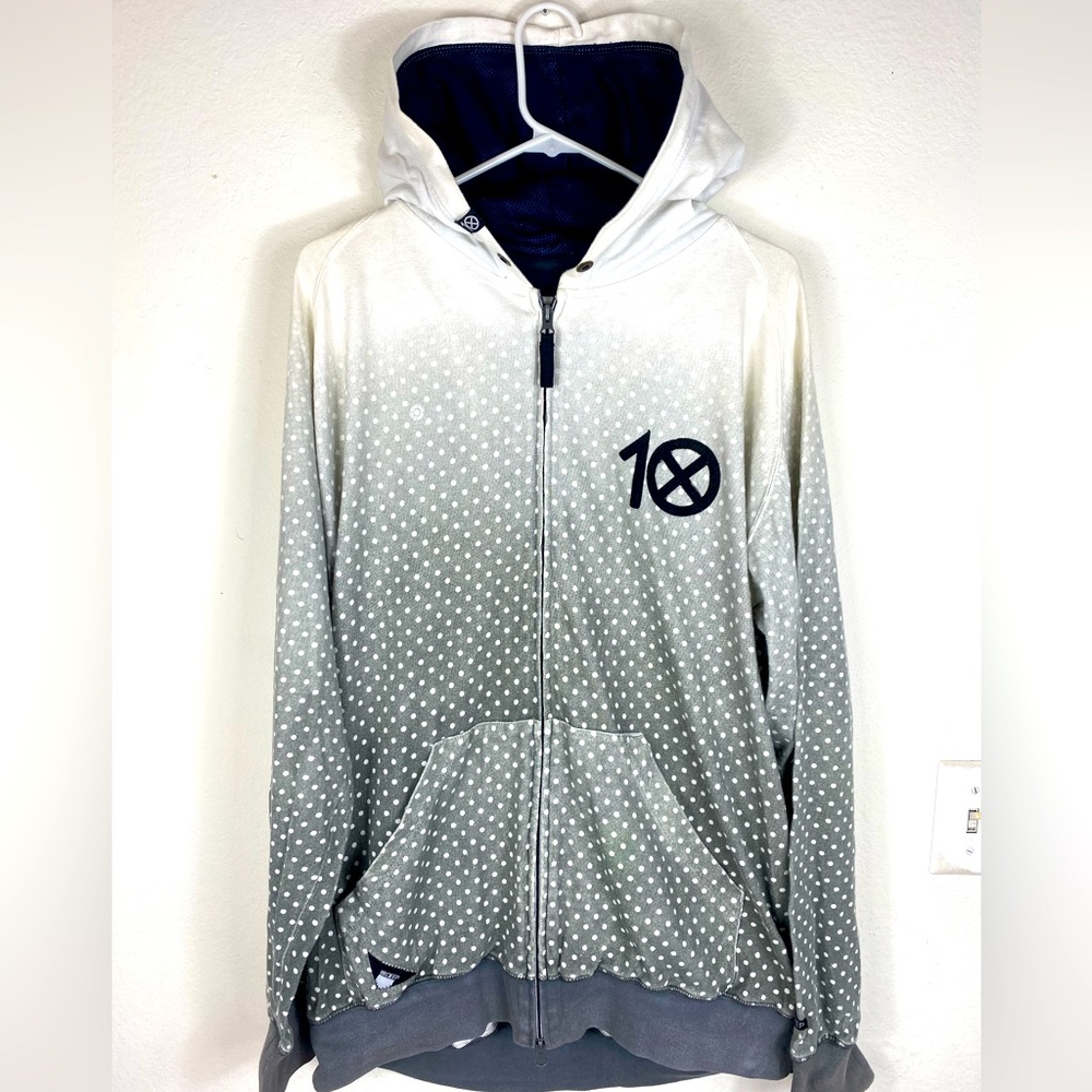 10 Deep Hoodie. XXL. White to Grey Dotted Fade ⚪️☑️